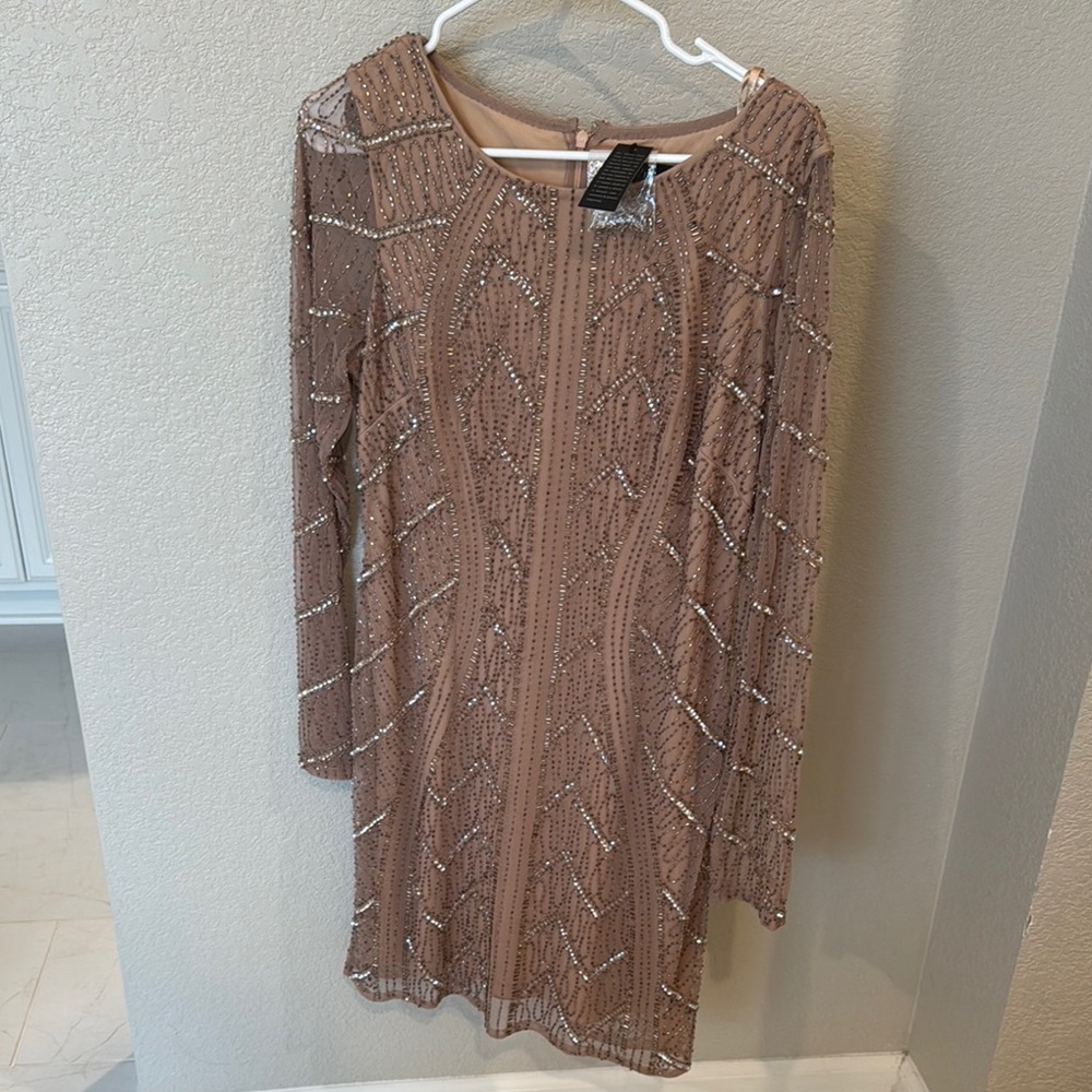 Adrianna Papell beaded long sleeve dress